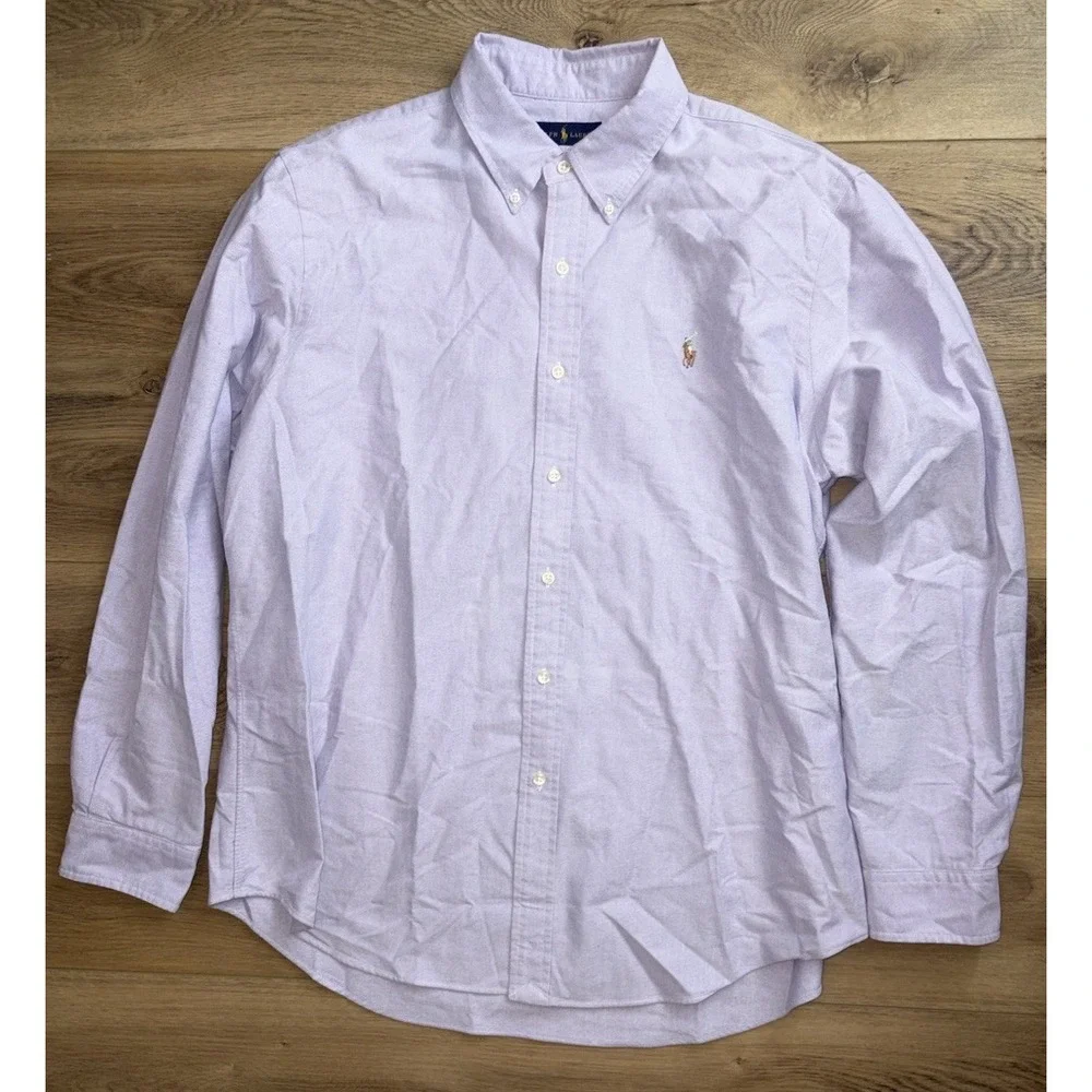 Polo Ralph Lauren Men's XL Solid Lavender Button Down Oxford Long Sleeve